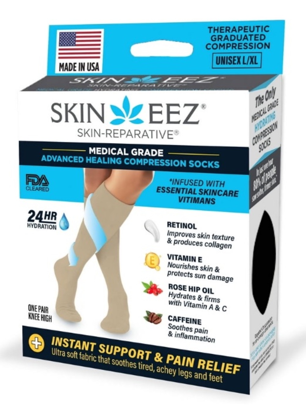 Skineez Hydrating Compression Socks
10-20mmHg, size L/XL, Tan NIB